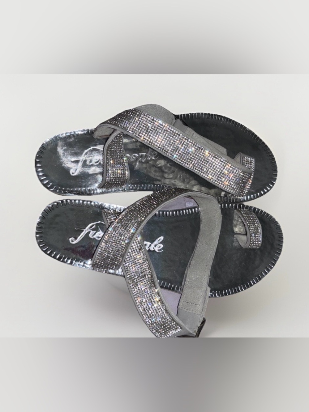 Free People Sunset Cruise Silver Rhinestone Sandals - Picture 2 of 11
